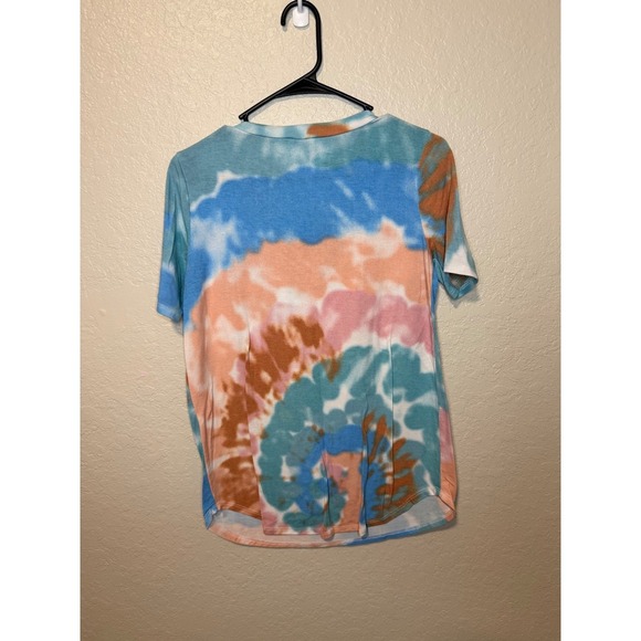 BIB! Women's Short Sleeve V Neck Tie Dye T Shirt Casual Top - Picture 2 of 3